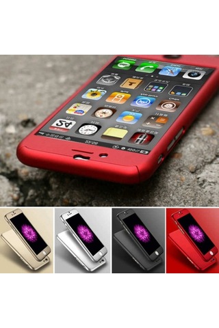 Apple Uyumlu iPhone 7 8 Plus Kilif 360 Tam Koruma Full Cover Sert Kapak + Cam 266092305 - Seçenek / Renk-Bakir