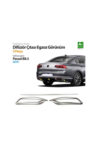 Vw Passat B8.5 Krom Egzoz Görünümü Difüzör Çıtası 3 Parça 2019 ve N11.3969