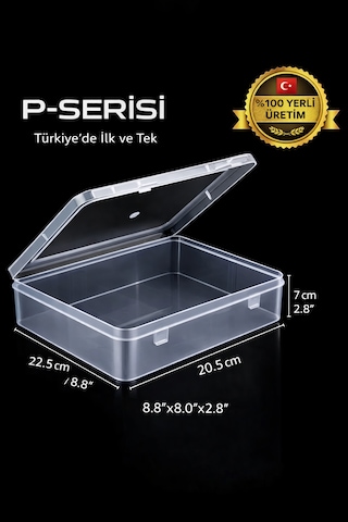 P-serisi Pb-1 Plastik Büyük Kutu 22.5x20.5x7.5 Cm Şeffaf Beyaz