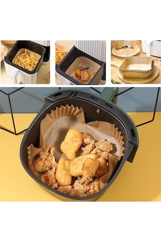 River World Tek Kullanımlık Kare Tabak Model Air Fryer için Pişirme Kağıdı 50'li