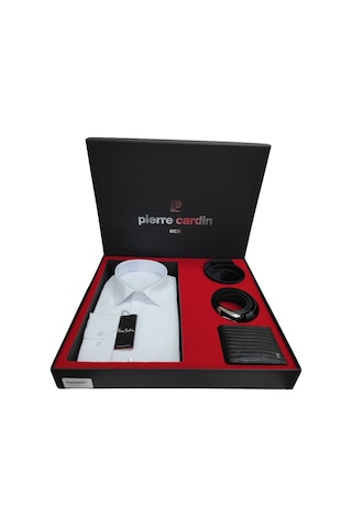 Pierre Cardin 4'lü Set Gömlek, Kemer, Cüzdan Ve Kravat Set Beyaz