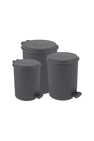 Omnipazar Elf-n320 Nostalji 3 Boy Plastik Pedallı Çöp Kovası Antrasit 116 Antrasit