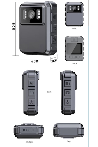 Secumore Su Geçirmez Ekranlı Yaka-polis-aksiyon Kamerası