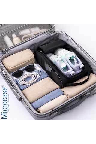 Microcase Çok Amaçlı Fileli Ayakkabı Düzenleyici Seyahat Çantası Hurç 34x23x14 Cm 3 Adet Al5503 Siyah
