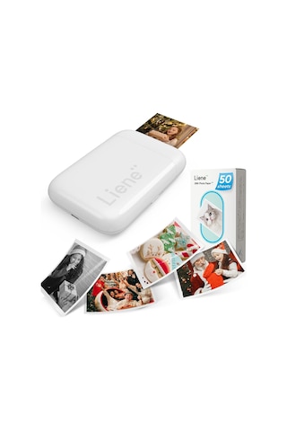 Liene Akıllı Telefonlar Için Mini Fotoğraf Yazıcısı - 50 Yaprak Çinko Fotoğraf Kağıdı Çok Renkli