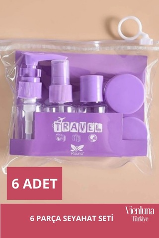 Premium Ürün Özel Çantalı Taşınabilir Tatil Seyahat Plaj Deniz Makyaj Krem Sprey Banyo Seti 6 Parça