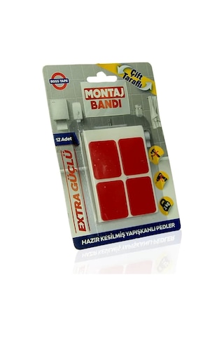 Boss Tape 3876 Çift Taraflı Ekstra Güçlü Montaj Bandı Ped 25mmx30mm 12li Blister