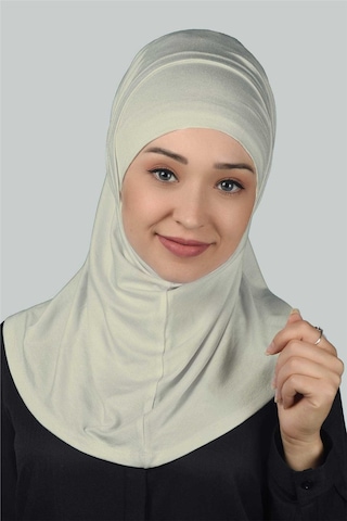 Altobeh İkili Set Pratik Eşarp Hazır Türban ve Hijab Tesettür Bonesi - Krem