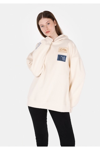Colin's Colins Regular Fit Kapüşonlu Nakışlı Kadın Ekru Sweatshirt Cl1071962 Q1.v1 Ecr Ekru