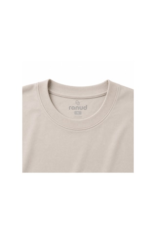 Ranud Erkek Oversize Fit Tişört,%100 Pamuk, Yumuşak Fırçalı Kumaş, Oeko-tex Sertifikalı Bej
