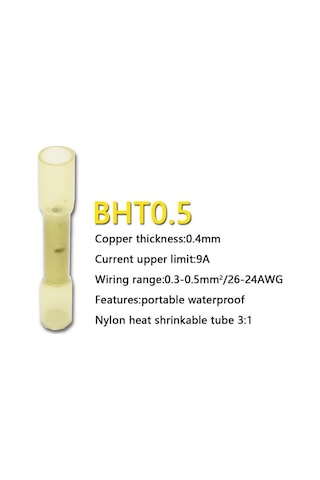 Koodmax - 50 Adet - Bht-05 Isıyla Daralan Makaron 9a 0.3-0.5mm² Su Geçirmez Konnektör - Sarı