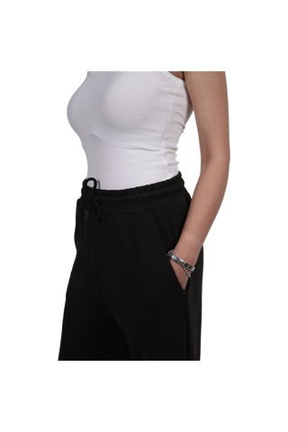 Kadın Modal Kumaş Lastikli Paça Siyah Jogger Pantolon Siyah