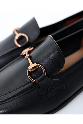 Siyah Deri Loafer 34306-Siyah