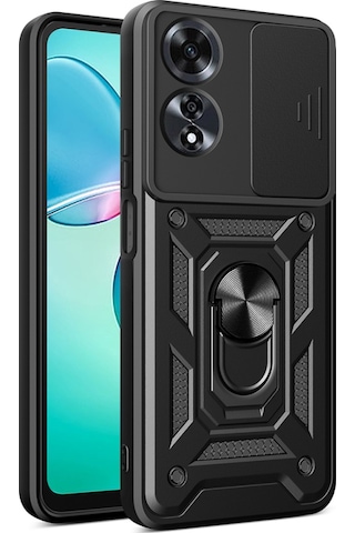 Nihcase Oppo A60 Kılıf Magnetik Standlı Kamera Korumalı Slide Sürgülü Cover Kapak