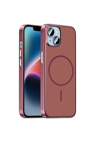 Apple iPhone Uyumlu 15 Kılıf M-safe Şarj Özellikli Zore Lora Pc Kapak - Mürdüm
