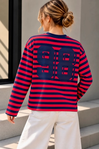 Bbbutikbasic Wild Baskılı Çizgili Uzun Kollu Kadın Sweatshirt My3535 Lacivert