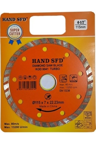 Hand Sfd Elmas Testere Kod:0041 Turbo - Granit Kesici - Mermer Kesici 4-1/2" - 115 Lik