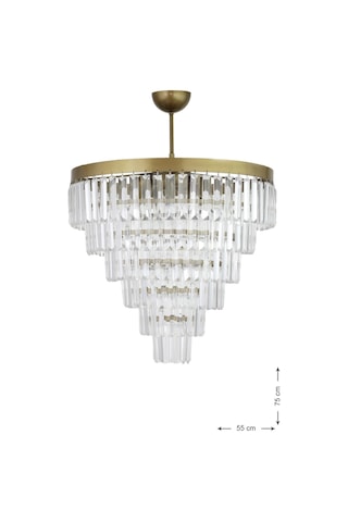 Linsa 55 Cm'lik Kristal Cam Taşlı Lüks Avize - Eskitme Renk Eskitme