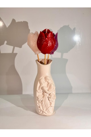 Tulip Bouquet-romantik-el Yapımı Mum Kırmızı-mor Beyaz