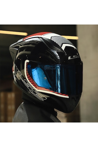 Mavi Cam + Ls2 Rapid 2 Race Extra Kask Beyaz - Kırmızı