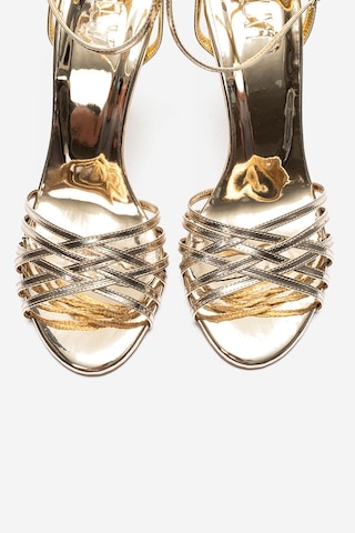 Luvishoes Lorıon Altın İnce Bantlı Kadın Topuklu Ayakkabı