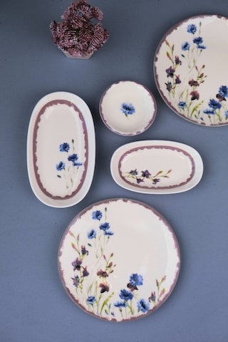 Tabak Evi Porselen Morden Kahvaltı Ve İkram Takımı 6 Kişilik 14 Parça Çok Renkli