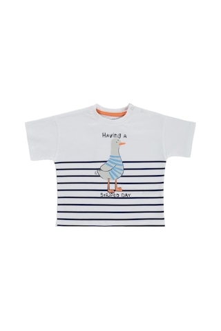 Civil Baby Martı Baskılı 3-12 Ay Tişört - Beyaz