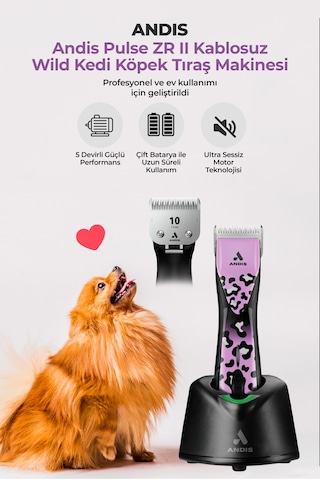 Andis Pulse Zr Iı Kablosuz Wild Yedek Bataryalı Kedi Köpek Tıraş Makinesi