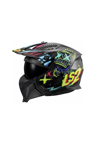 Ls2 Drıfter Rayz Siyah Mavi Vizör Kask Siyah