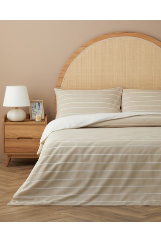 English Home Timeless Line Kolay Ütülenir Çarşaflı Çift Kişilik Nevresim Takımı 200x220 Cm Bej Bej