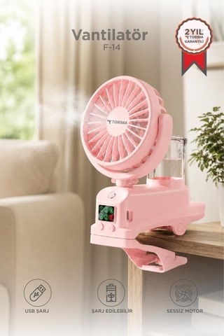 Delux Serisi Vantilatör F14 Pembe Günlük Eşya Enerji Veren Seyahat Boyu