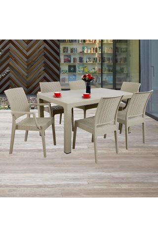 Luna Elit Rattan 90x150 2 Elit Koltuk 4 Elit Sandalye Masa Takımı Çölbeji