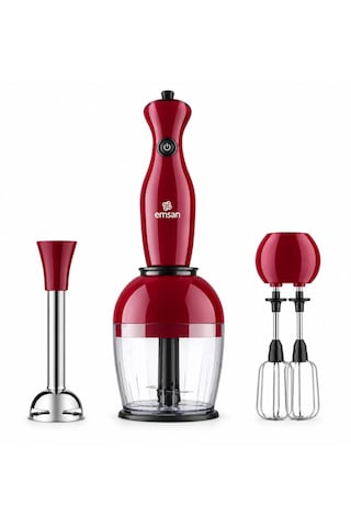 Emsan Pro 3'lü Blender Seti Kırmızı - 1000 W Güçlü Motor & 700 Ml Hazne