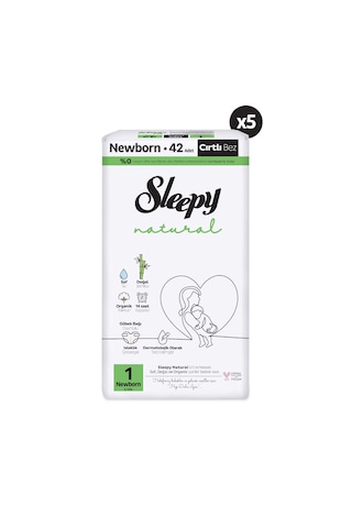 Sleepy Natural Büyük Fırsat Paketi Bebek Bezi 1 Numara Yenidoğan 210  Adet 5'li