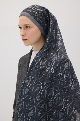 Mirsoy Scarf Rüya Pamuk Etnik Desen Şal Gri
