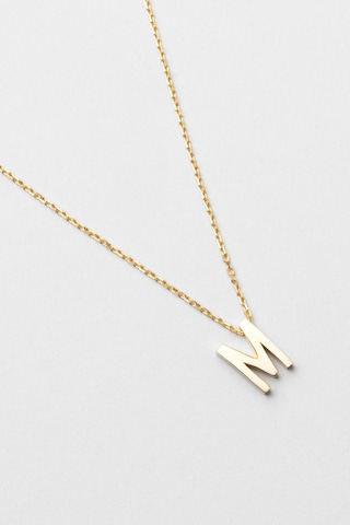 M Harfi 18 Ayar Sarı Altın Kaplama 45 Cm Gümüş Kolye Gold - Gümüş