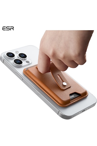 Esr Halolock Magsafe Uyumlu Ayarlanabilir 3 Kartlık Yüzüklü Suni Deri Cüzdan - Caramel Brown Karamel Kahve Açık Kahverengi