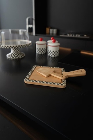 Bambum Ritual - 2 Parça Peynir Servis Seti Kare Kahverengi