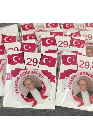 29 Ekim Cumhuriyet Bayramı İğneli Akrilik Yaka Rozeti 8'li Çok Renkli