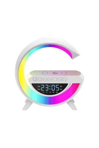 Ablosuz Şarj Istasyonu Speaker Özellikli Led Işıklı Fm Radyolu Bluetooth Speaker