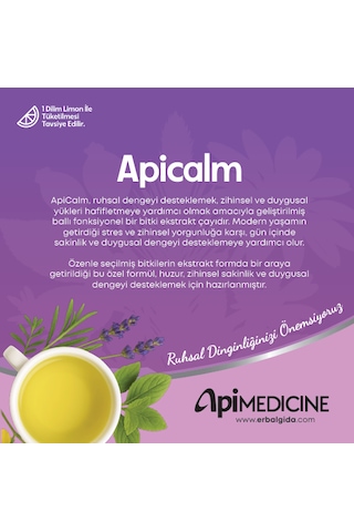 Apimedicine Apicalm Ballı Fonksiyonel Bitki Ekstrakt Çayı 12 Stick 84 G