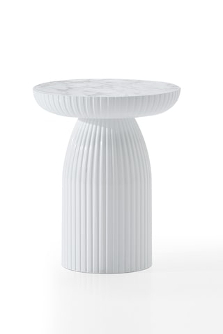 Diamond, Bohem Sehpa,tekli Sehpa,yan Sehpa,zigon Sehpa - Beyaz & Beyaz Mermer Renkli Tabla Beyaz Gövde & Beyaz Mermer Desenli Tabla