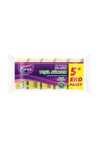 Parex Klasik Yeşil Sünger Oluklu 5'li