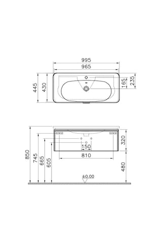 VitrA Nest Trendy 1 Çekmeceli Lavabo Dolabı 100 Cm Antrasit 56140 Çok Renkli