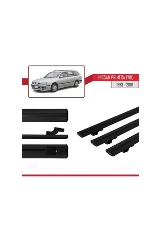 Nissan Primera W11 1998-2001 Arası İle Uyumlu Basic Model Ara Atkı Tavan Barı Siyah 3 Adet