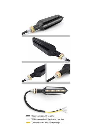 Xindoker Motosiklet Modifikasyon Için 24led Çift Renkli Akışkan Sinyal Lambası - Fren Işığı Parıltı Kırmızı, Gündüz Çalışma Işığı Beyaz 4 Adet/set