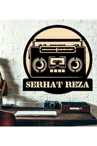 Kasetçalar Radyo Nostalji Temalı Ahşap Duvar Tablo