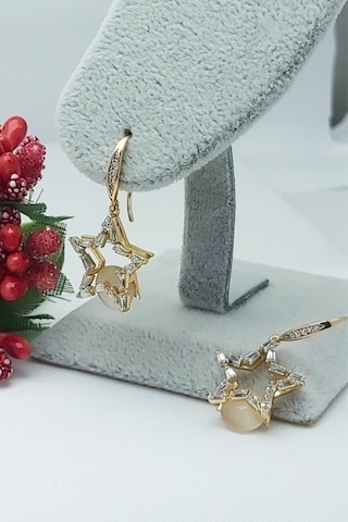 Rose Altın Kaplama Vip Seri Xuping Baget Taşlı Sallantılı Yıldız Rose Gold