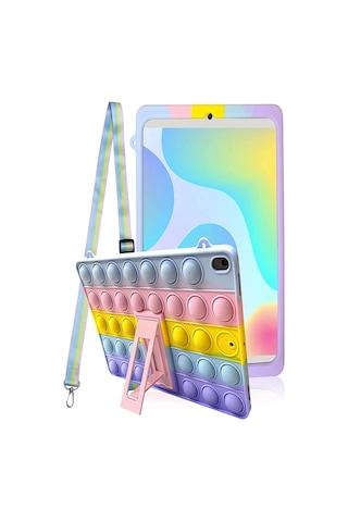 Samsung Galaxy Tab A8 10.5 2021 Sm-x200 Uyumlu Popit Standlı Çocuk Kılıfı Askılı Pop It Push Kılıf