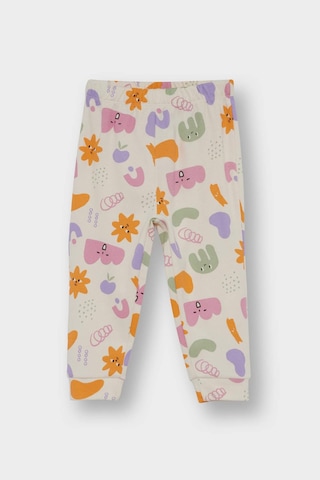Defacto Kız Bebek Pijama Takımı Desenli Uzun Kollu Üst Uzun Alt F0635a525auer233 Ekru